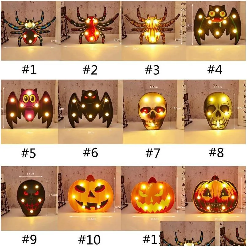 Other Festive Party Supplies New Halloween Lamps Plastic Pumpkin Bat Ghost Night Light Halloweens Lamp For Home Bar Dining Decoration Dhekk