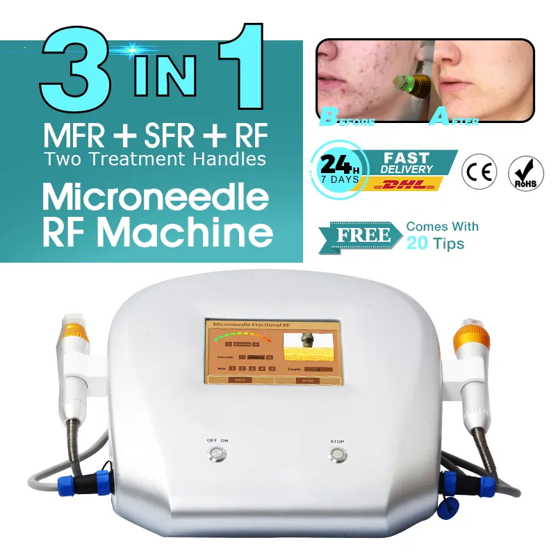 Efektywne 3 w 1 frakcyjna mikroeedle RF Częstotliwość radiowa RF Częstotliwość radiowa Skórne urządzenie do skręcania twarzy odmładzanie skóry Darmowe statek