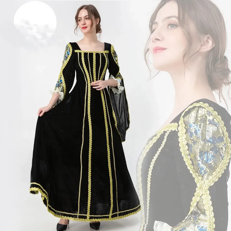 New Halloween European vintage medieval court dress cosplay princess drama dress