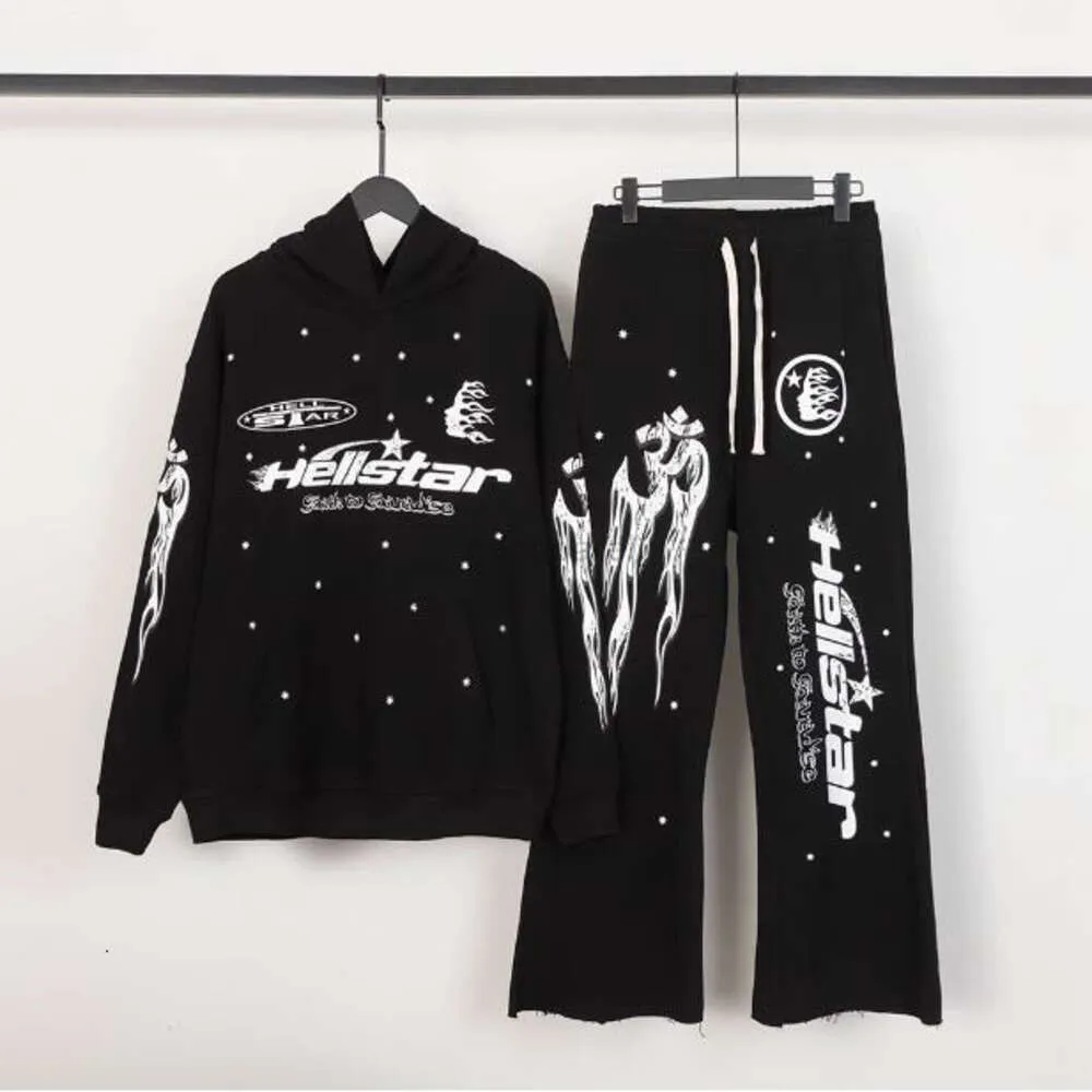 Sweatshirts Hellstar Studios Designer Clothing All Star Print Men's And Women's Loose Hooded Sweater Casual Pants Set Fashion