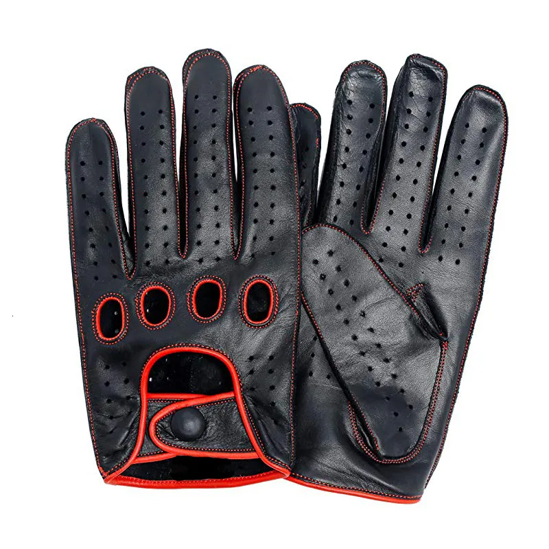 Five Fingers Gloves High Quality Men's Genuine Leather Gloves Lambskin Gloves Fashion Men Breathable Driving Gloves For Male Mittens 230818