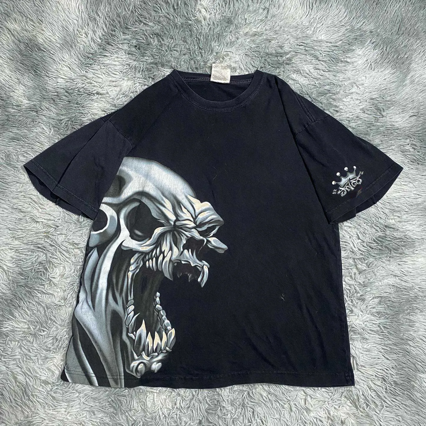 JNCO T-shirt Y2k Hip Hop Skull Print Oversized T-shirt Zwart Tops Mannen Vrouwen Nieuwe Harajuku Punk Rock Gothic Korte mouwen T230919