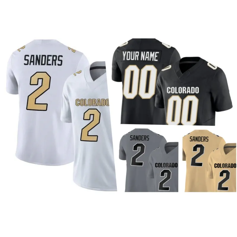 Camisa de futebol universitário Shedeur Sanders Travis Hunter Shilo Sanders Spencer Dinwiddie Buffalo Team Player Camisa Juventude Preto Branco