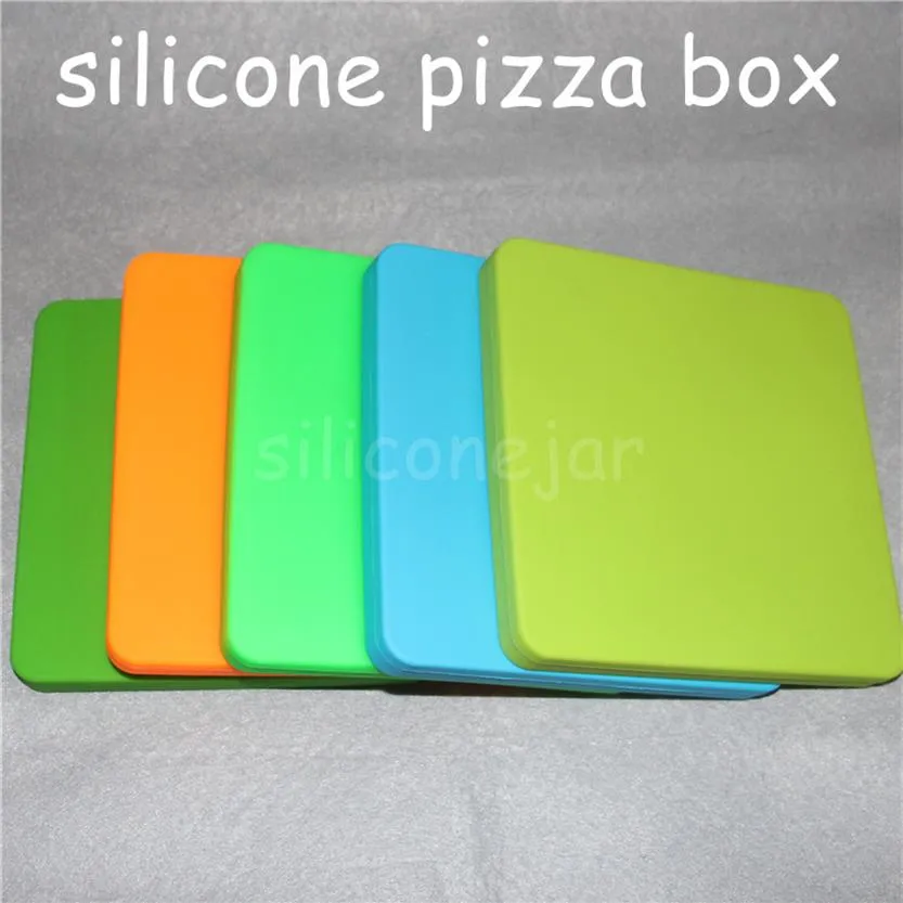 design della scatola della pizza Custodia per fumatori di tabacco Vassoio in silicone 200 ml contenitore per cera di grande capacità strumento per fumare quadrato dab pizza conta249e