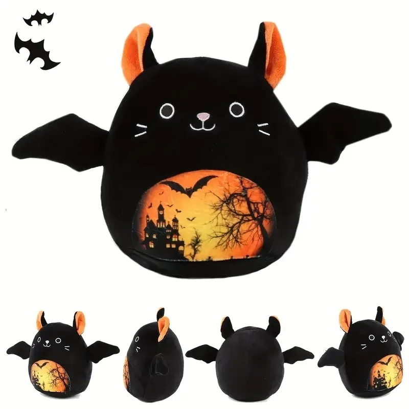 Muñecos de peluche 23cm906in Halloween Calabaza Murciélago Peluches Figura de animal de peluche Diablo de dibujos animados Modelos suaves Regalos para niños Decoración 230919