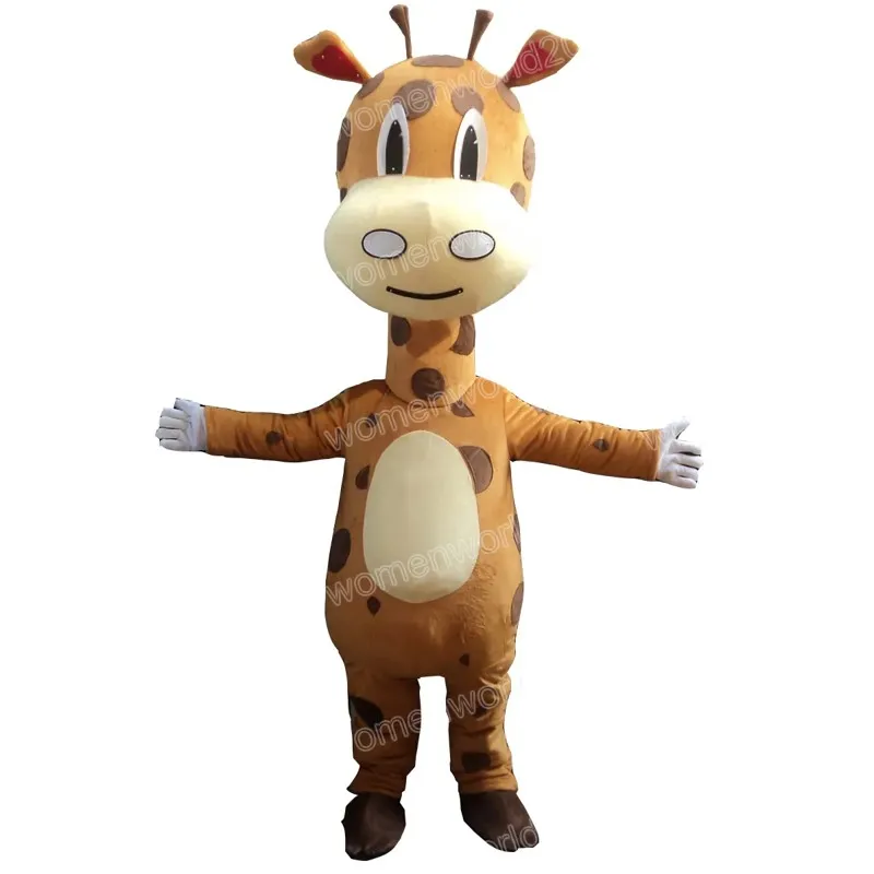 Costume de mascotte de girafe d'Halloween, tenue de personnage de dessin animé de qualité supérieure, tenue unisexe pour adultes, robe fantaisie d'anniversaire, de noël et de carnaval