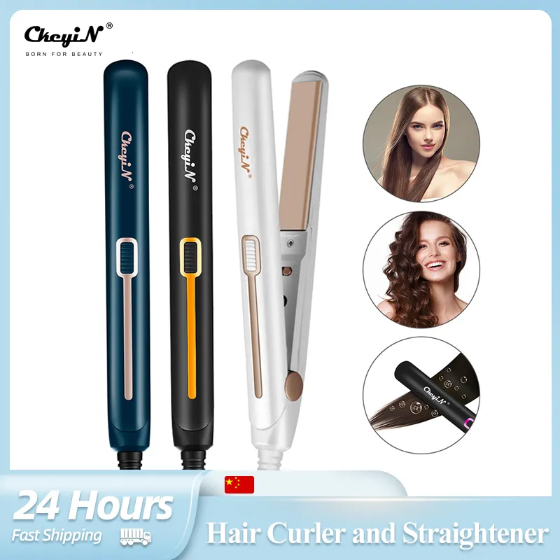 Hair Straighteners CkeyiN 20mm Professional 2 in 1 Straightener Mini Curler Thermostatic Fast Heat Flat Iron Curling Waver Plate 230918