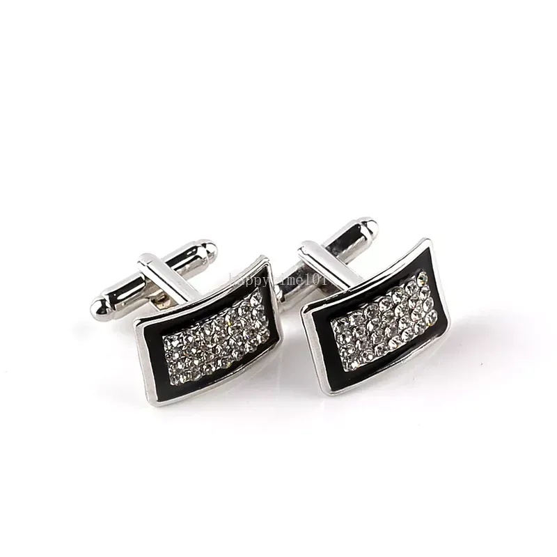 enamel diamond cuff links Black red Business Shirt Cufflink buttons for women men dress fashion jewelry