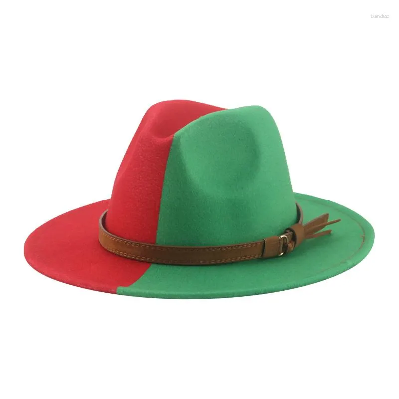 Stylish Red and Green Women\'s Fedora Hat Wide Brim Fedora Hat for Women in Rust Red, Stylish Sun  main image 3