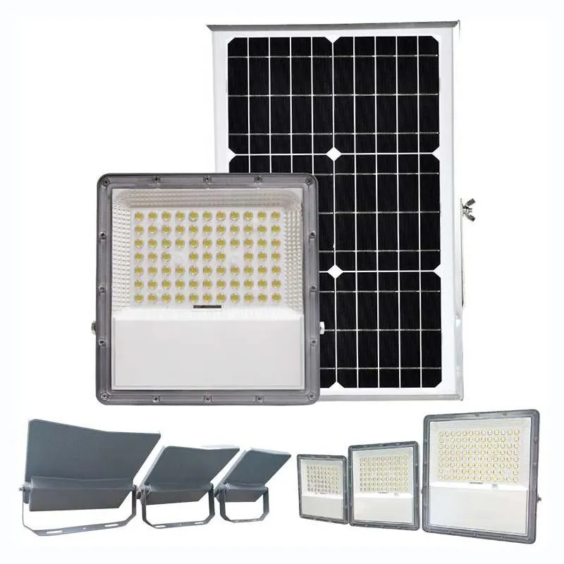 100w 200w 300w 400w solar flood lights aluminium shell lens led beads high bright IP65 Outdoor LED Security Wall Light Auto On Off Remote control