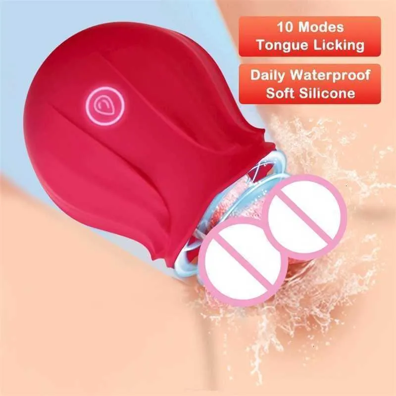 Giocattolo del sesso Massaggiatore Silicone Set da donna a forma di rosa pompino Imitazione morbida ventosa vibratore con vibratore Masturbazione femminile Uomini Chatte Bodies