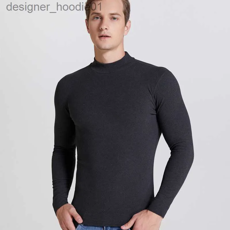 Women's Thermal Underwear 2022 new Men Thermal Underwear Turtleneck Tops Spring Autumn Bottoming Long Sleeves High Elastic T Shirts Solid Casual Pullovers L230919