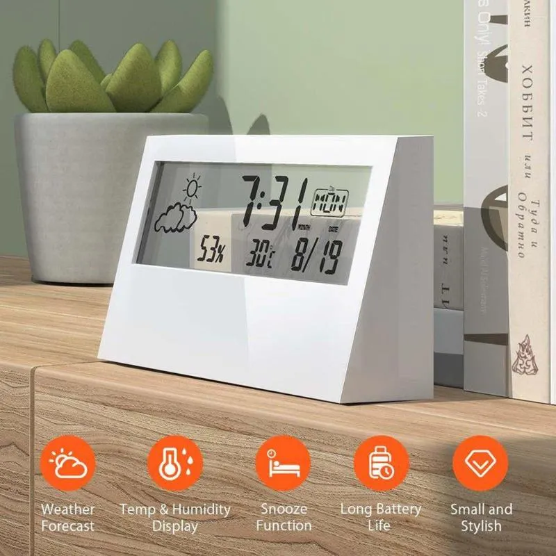 Relógios de mesa LCD Relógio Digital 4 em 1 Alarme Eletrônico Temporizador Calendário Data Temperatura Exibição Relógio de Mesa Home Office