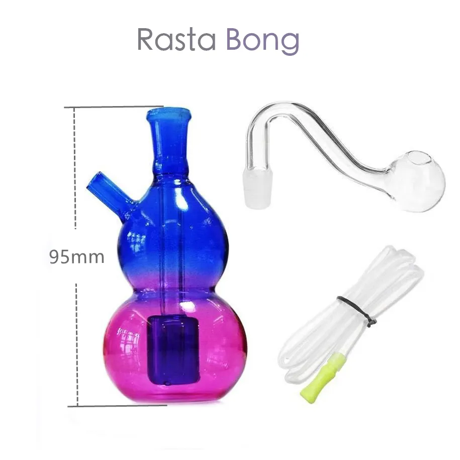 Gros narguilé Shisha Rasta coloré verre eau brûleur à mazout bong tuyau voyage petit dab rig bongs pour fumer avec bol de 10 mm et tuyau en silicone embout de paille