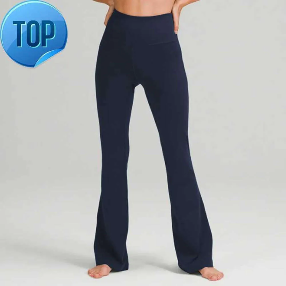 Lu-088 Groove Fitness Gym, pantalones de Yoga para mujer, mallas elásticas de pierna ancha acampanadas, cintura alta, panthg fino de verano