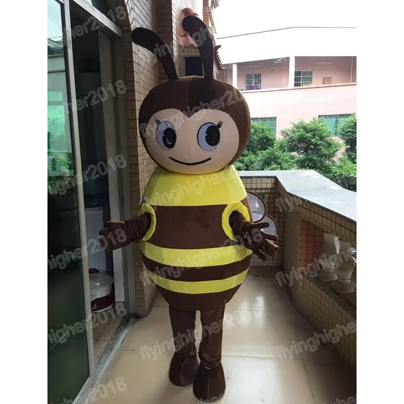 Costume de mascotte d'abeille d'Halloween, simulation de taille adulte, personnage de dessin animé, carnaval, robe unisexe, robe de soirée fantaisie de Noël