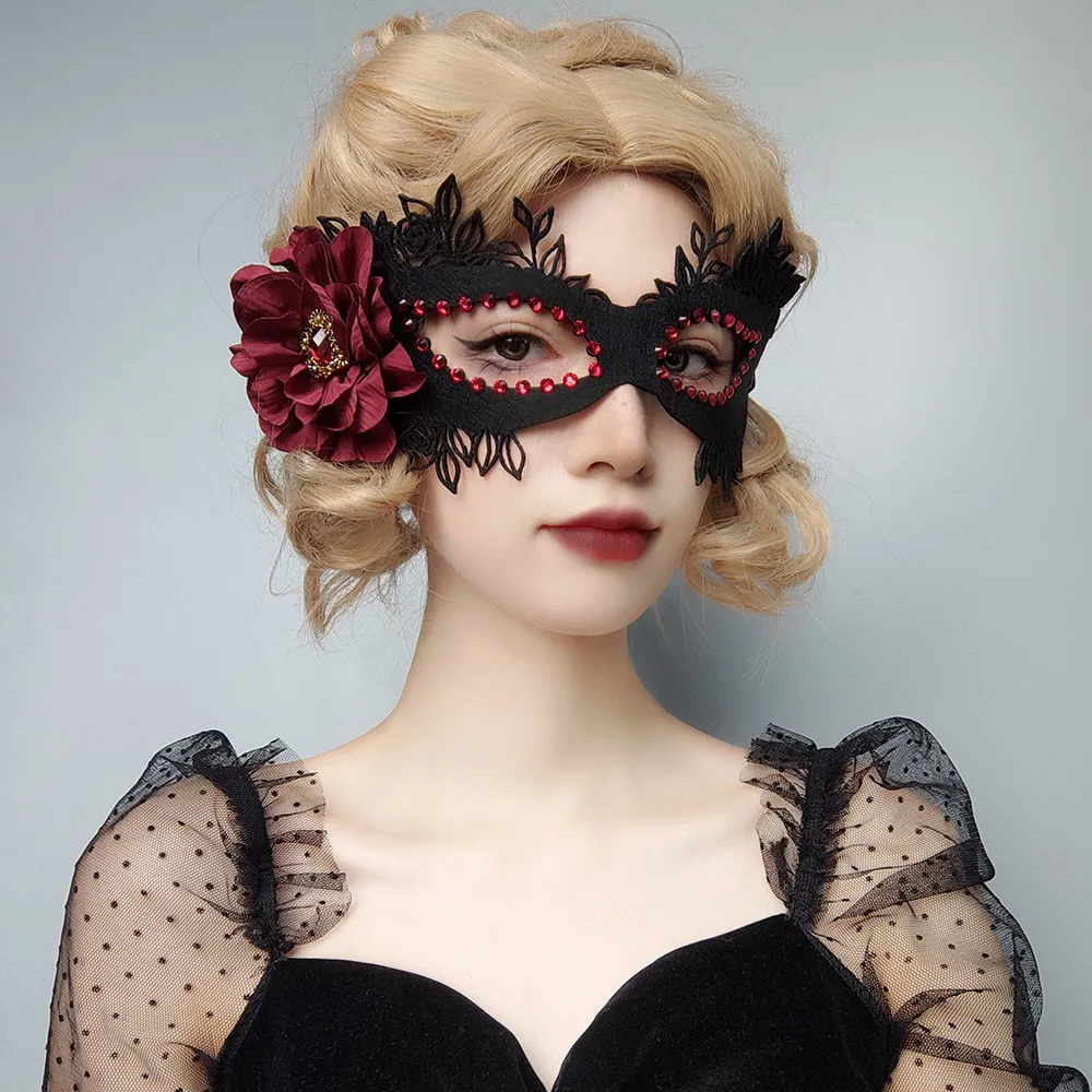 Scenkläder sexig ihålig maskmetall med diamanter kvinnor ögon halloween fest mask cosplay masque venetian dräkter karneval halv ansiktsmask