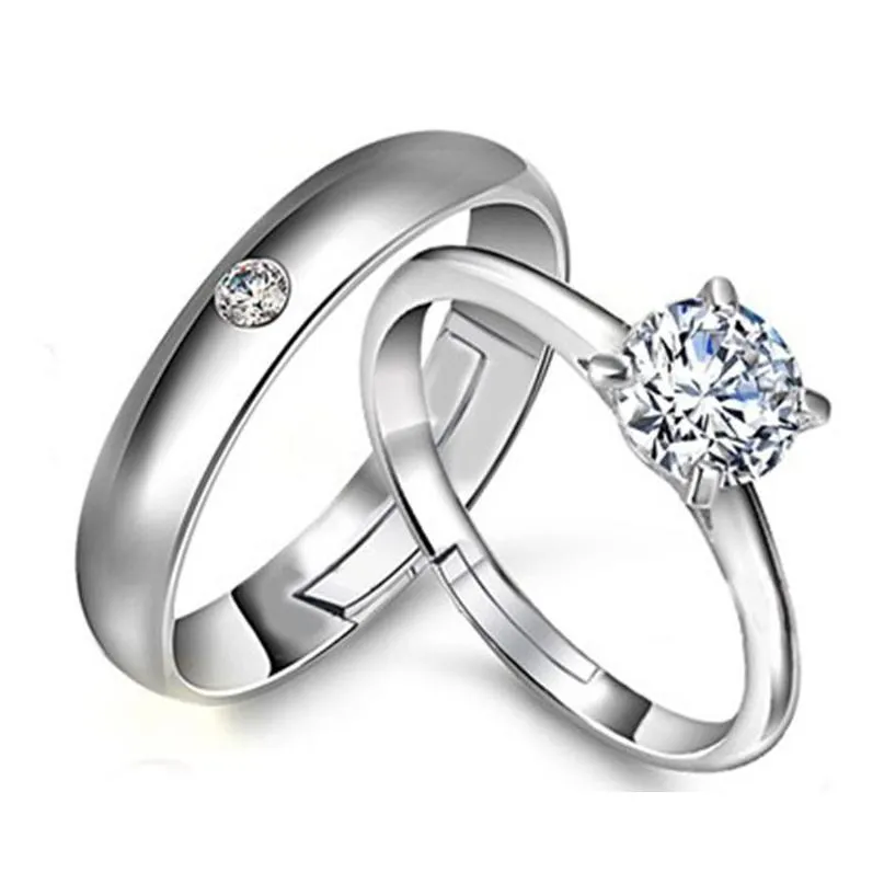 Bagues de bande ouverte réglable Sier Couple bague de fiançailles pour femmes hommes mode bijoux cadeau volonté et Sandy Drop livraison Dhjuk