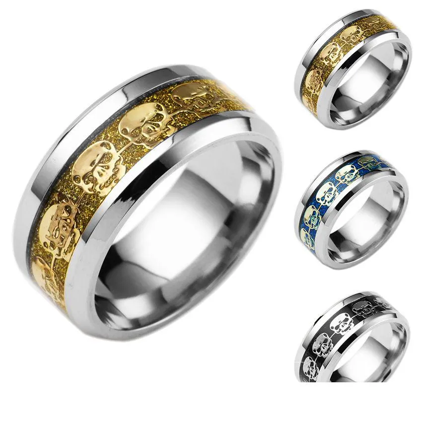 Кольца из нержавеющей стали, мужские S-скелетоны, титан Skl, 3 цвета, мужское модное кольцо для мужчин, ювелирные изделия, Прямая доставка Dhwpd