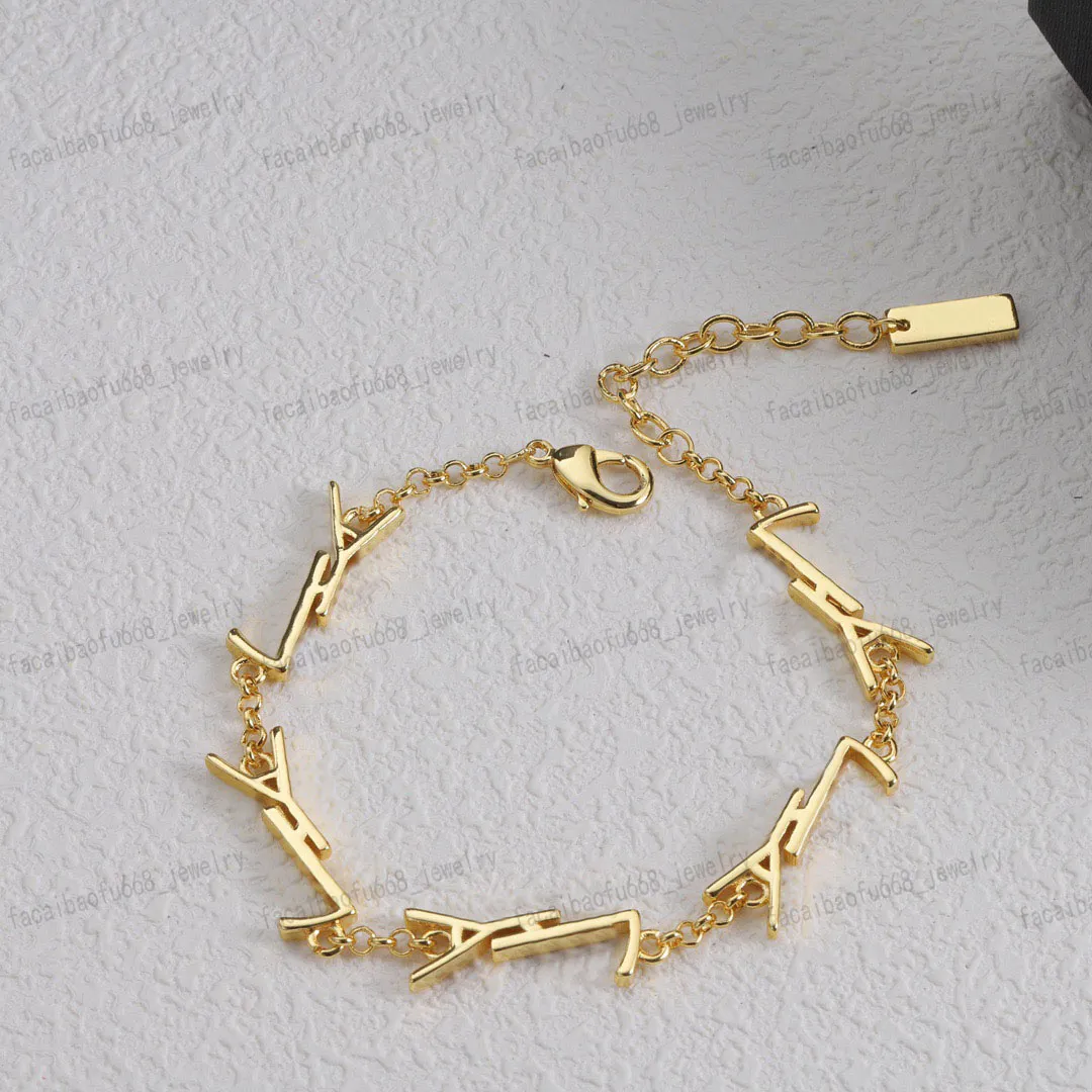 Bracelet en or de bijoux de créateur, bracelet pour dames Alphabet classique de mode, saint valentin, noël,