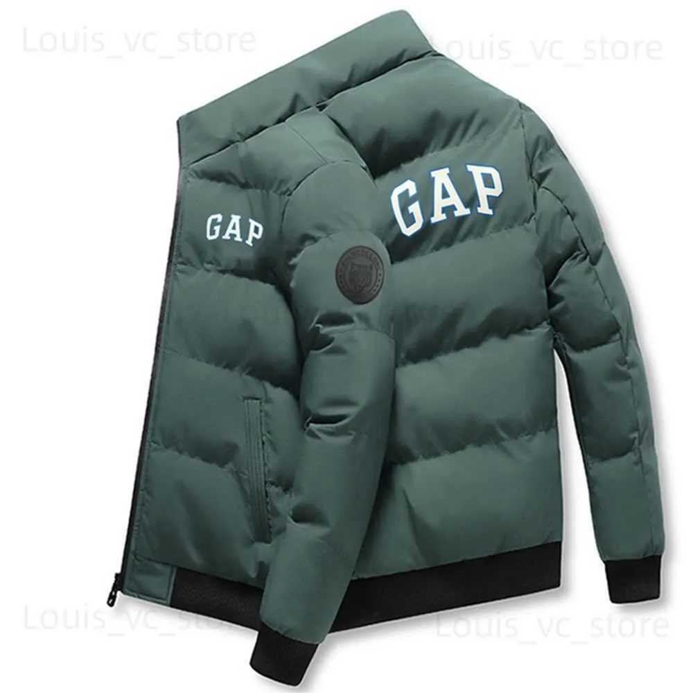 Jaquetas masculinas 2023 casaco de inverno quente jaqueta casual para baixo algodão cheio de zíper camisa gola chapéu carta impressão parka t230919