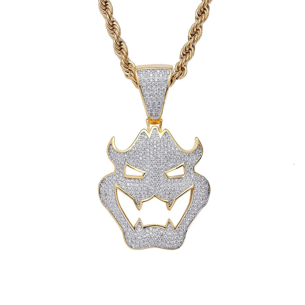 Men Hip Hop Zircon Halloween Dress Mask Vampire Monster Pendant Chaoren Necklace