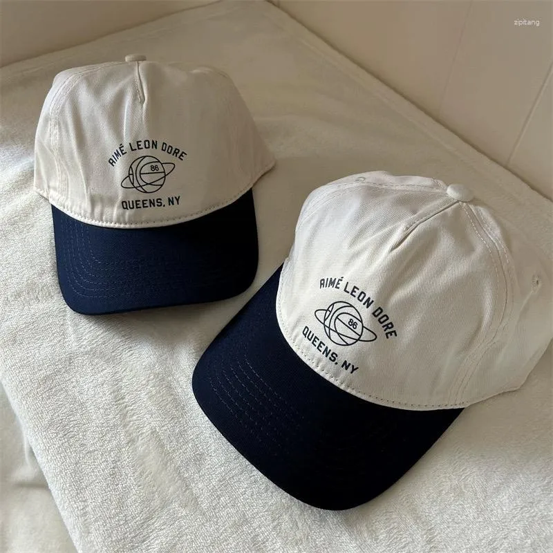 Bola bonés 22ss carta vintage logotipo branco azul contraste chapéu moda simples ao ar livre boné de beisebol casal casual sol