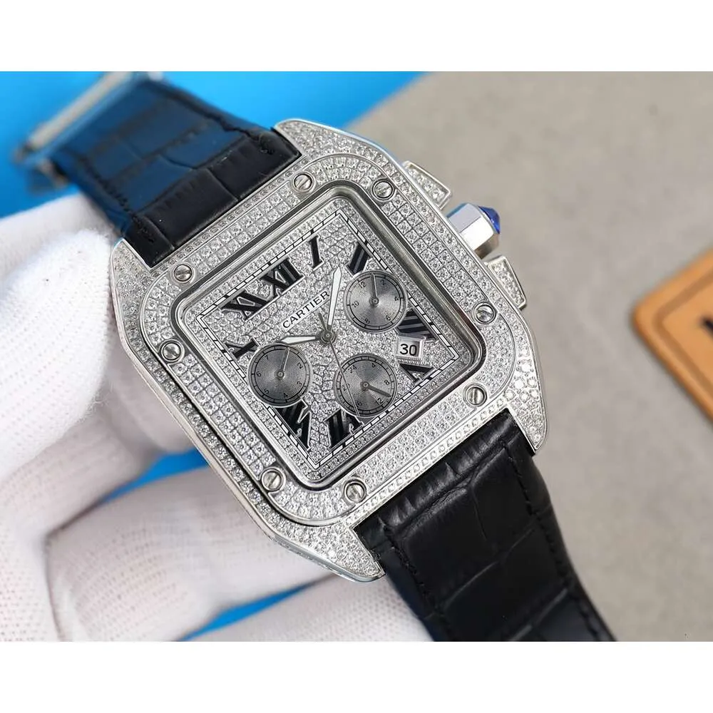Cartier santos skeleton iced out replica clearance