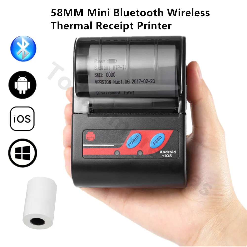 Drukarki Akcesoria Mini Portable termiczny pokwitowanie bezprzewodowe 58 mm Bluetooth Mobile Drukarki Maszyna Domowe Drukarka Business Computer Impresoras Termicas 230918