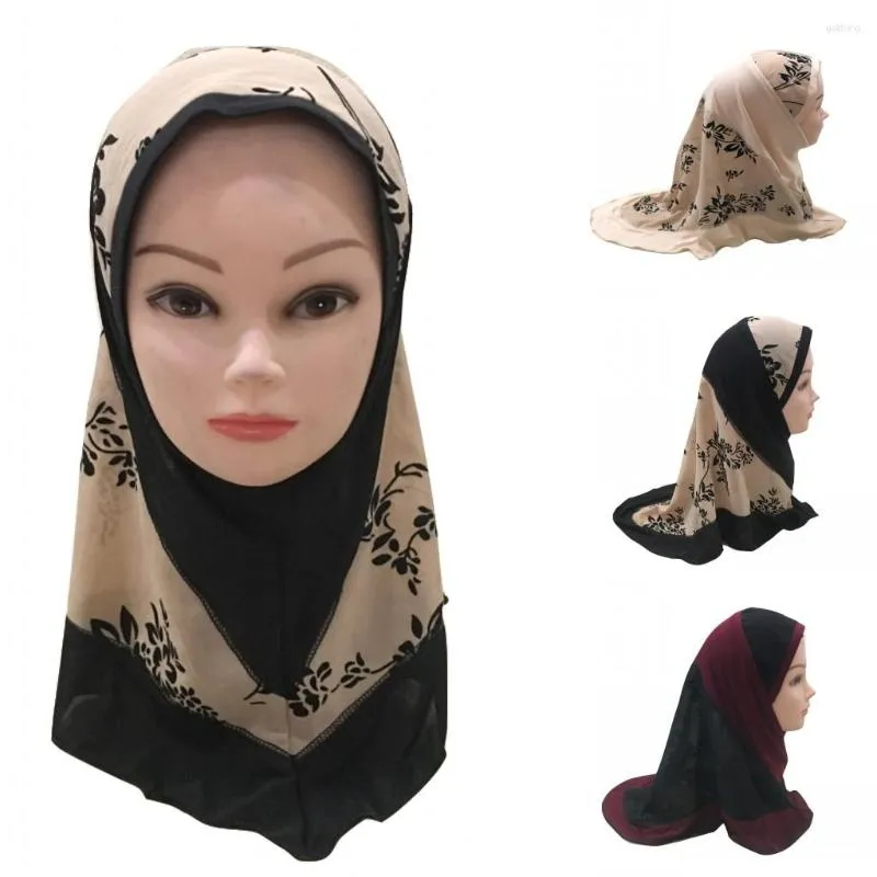 Vêtements ethniques Enfants Enfants Filles Musulman Islamique Arabe Imprimer Fleur Hijab Turban Chapeau Chapeau