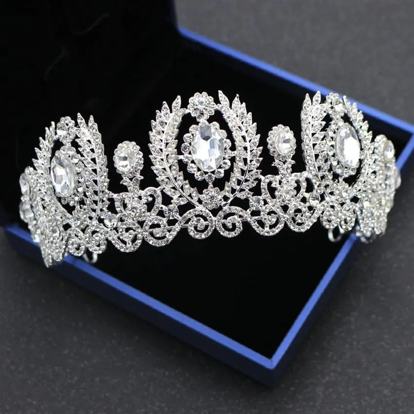 Lusso barocco regina cristalli corone nuziali diademi nuziali gioielli con diamanti strass copricapo accessori per capelli economici spettacolo Ti271k