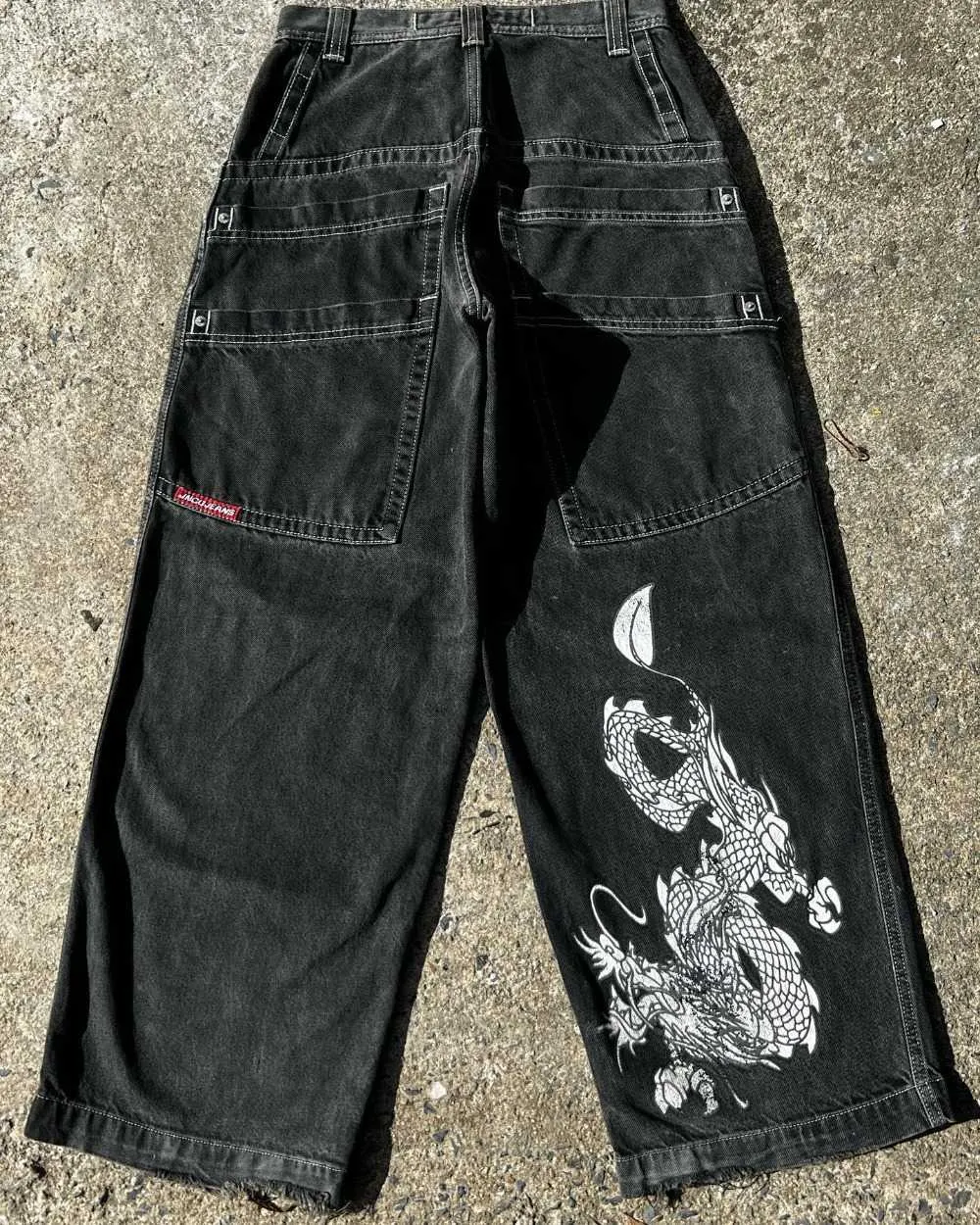 Jeans da uomo JNCO Y2K Jeans Hip Hop Retro Drago Stampa grafica Jeans larghi Pantaloni neri Uomo Donna 2023 Nuovi pantaloni gotici a gamba larga Streetwear T230919