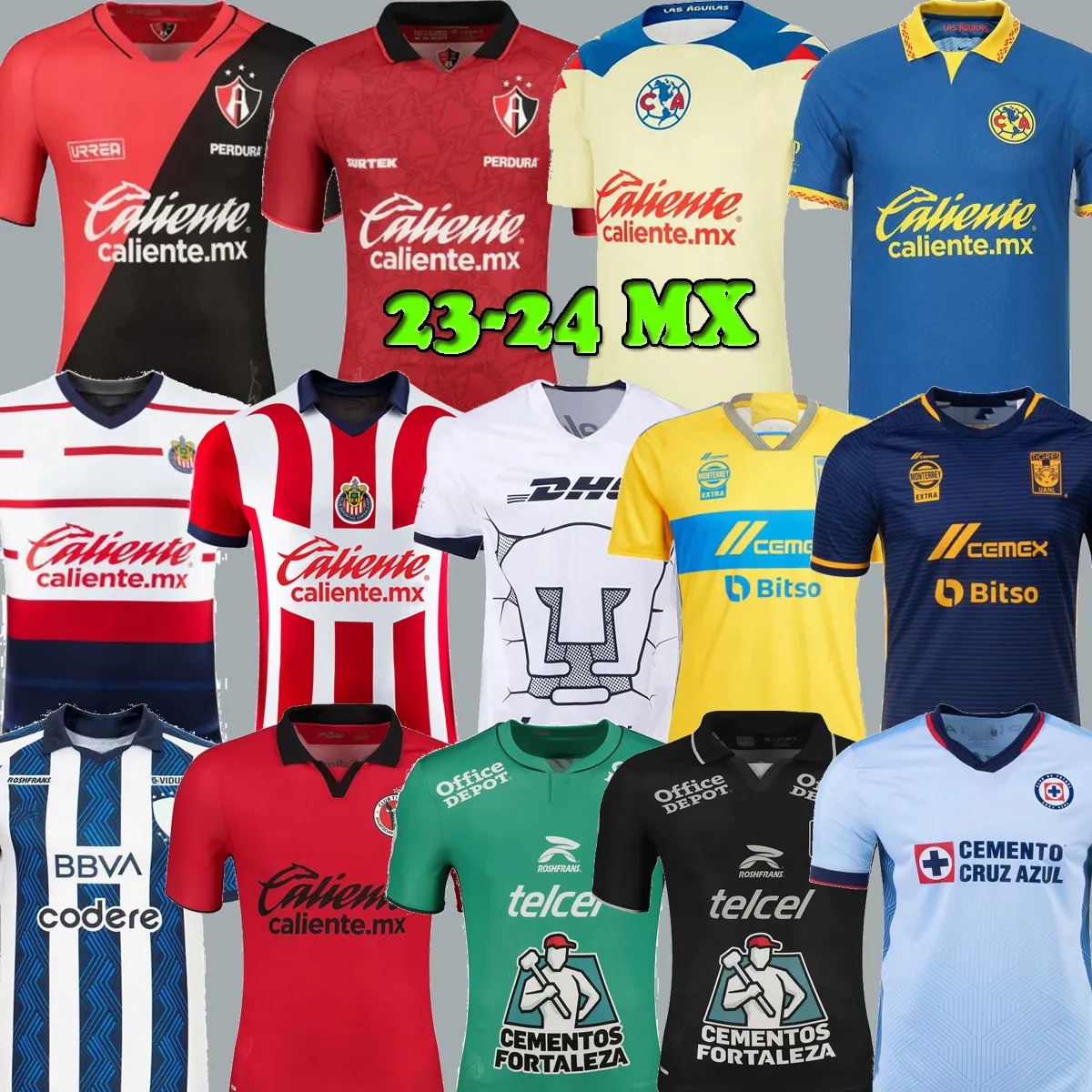 23 24 Club America voetbalshirts 2023 2024 Dag van de Doden Atlas FC NAUL Tigres Chivas Guadalajara Xolos Tijuana Cruz Azul Kit UNAM LEON Camisas de Futebol Shirts