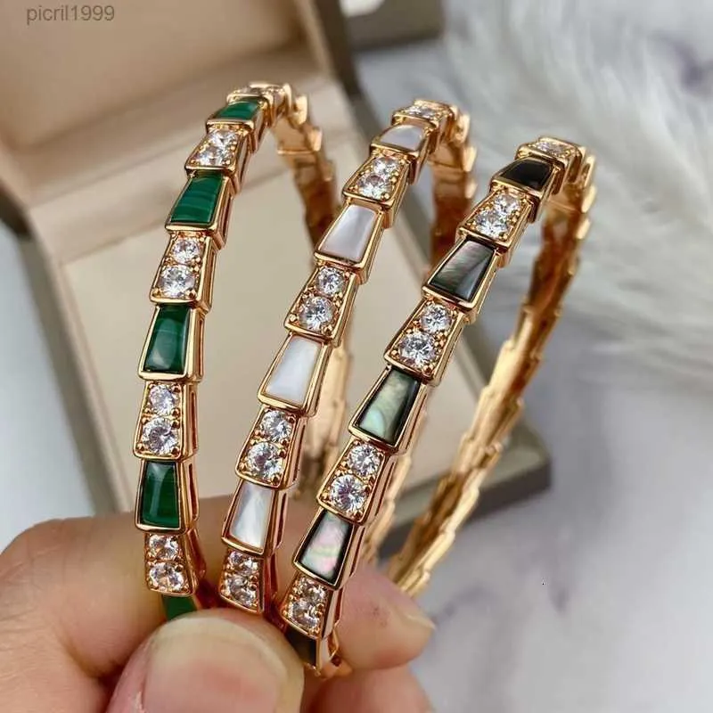 925 Silver Gold Plated Fritillary Bone Snake Charm Bracelet For