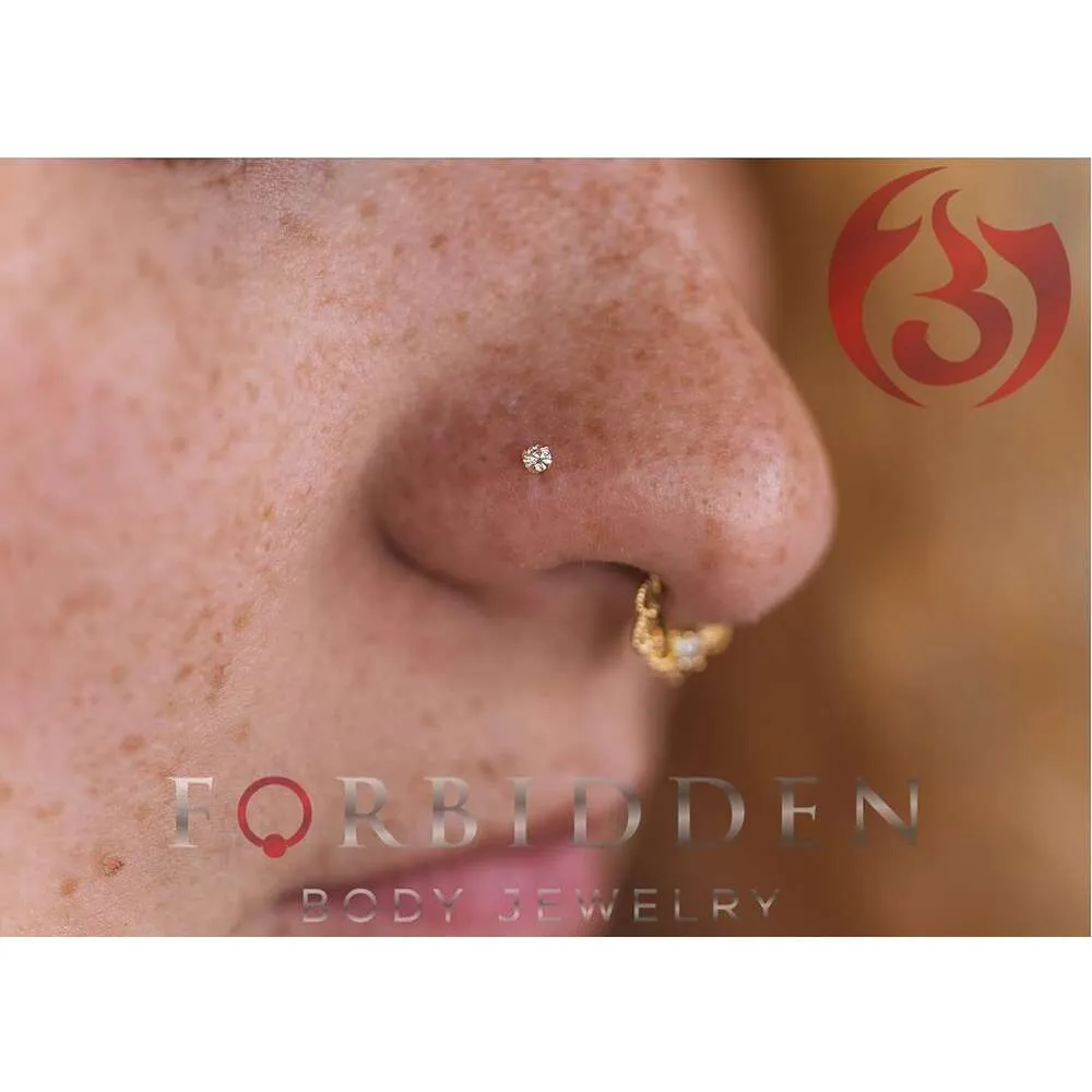 Forbidden Body Jewelry 14k Gold Nose Ring 22g Solid 7mm Micro Stud 1.25 2mm CZ Simulated Diamond Non Irritating Skin Safe Real Gold Women And Men From 14 11 DHgate
