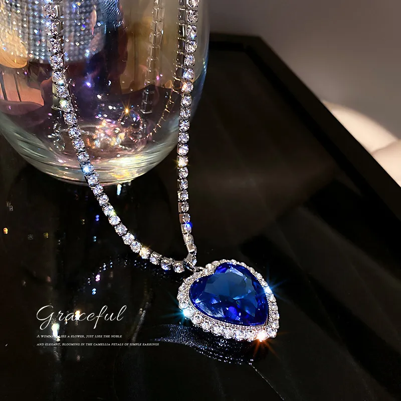 Heart Of The Ocean Necklace Titanic Inspired Blue Crystal