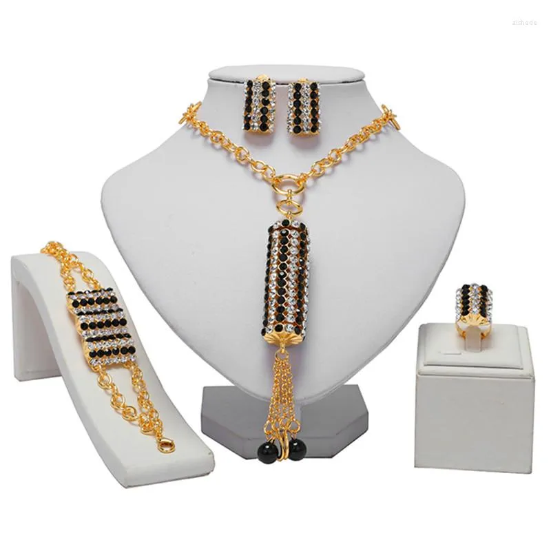 Ensemble de collier et boucles d'oreilles en perles africaines, bijoux tendance pour mariage nigérian, dubaï, vente en gros