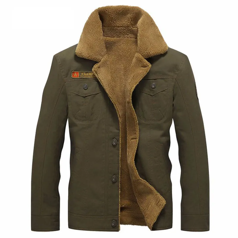 DIMUSI Mens Military Fleece Winter Jacket With Fur Collar Warm And