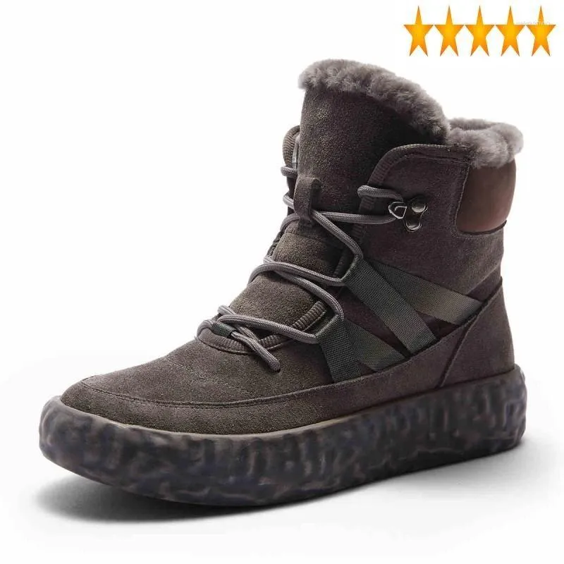 Boots Snow Men Winter Brand Warm Waterproof Cotton Shoes High Quality Lace Up Platform High-Top Fashion Flat Ankle
