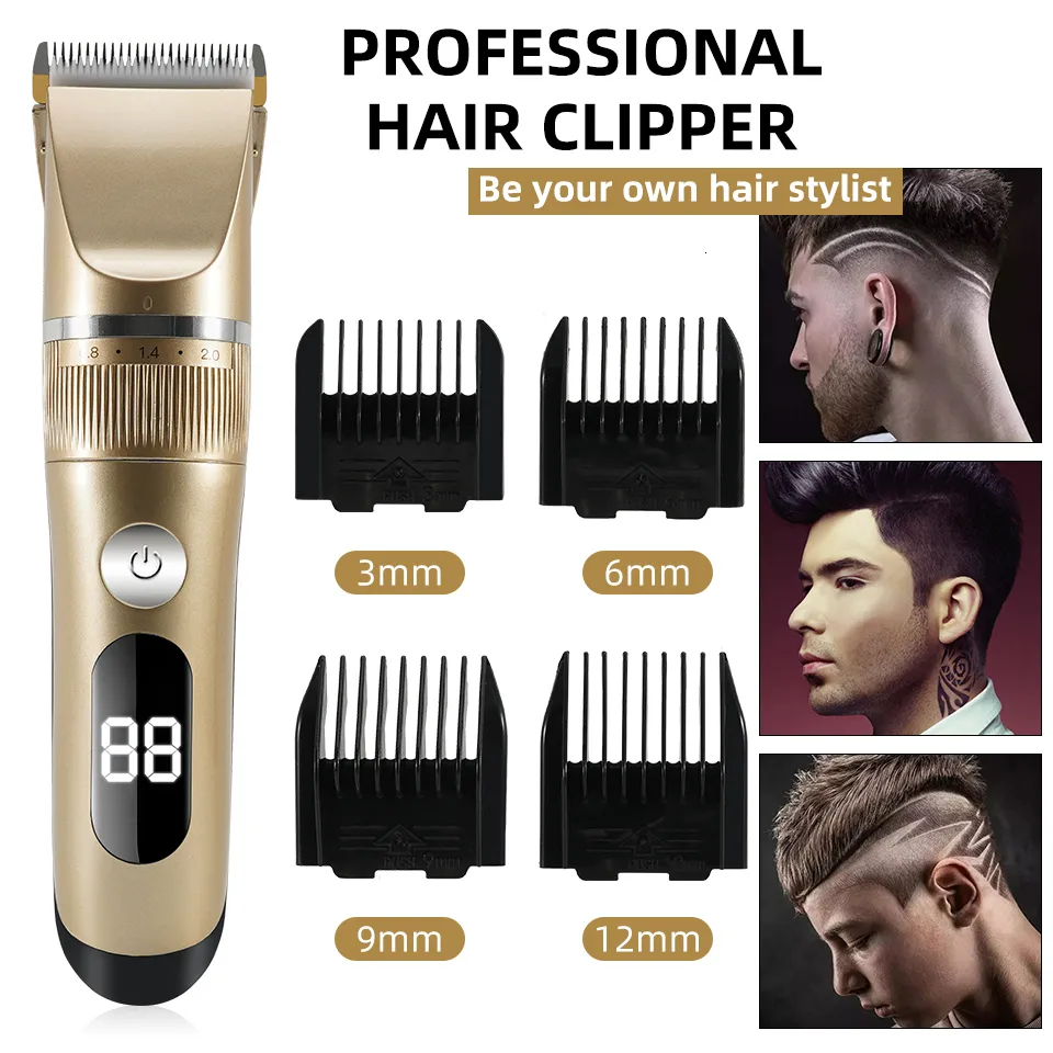 Professional Clippers Trimmers for Men Electric Hair Clippers with LED Screen Rechargeable Washable Strong Power Ceramic Cutting 2024