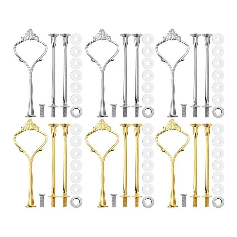 Baking Pastry Tools 6Pcs For 3 Tier Cake Stand Fittings Hardware Holder Resin Crafts Diy Making Cupcake Serving Decoration Drop Deli Otd7R