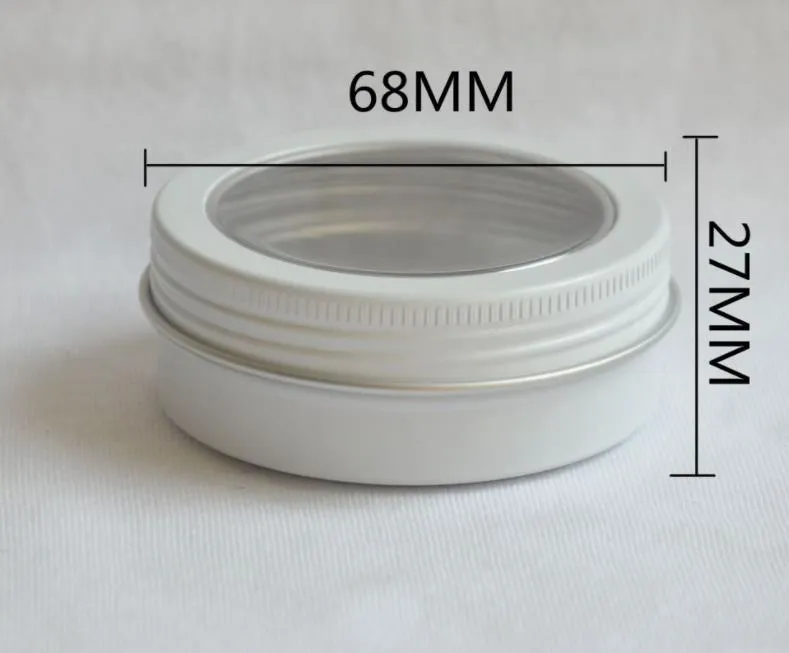 2 oz Aluminum Tin Jar 60 ml Refillable Containers Bottle Clear Top Screw Lid Round Tins Container SN4169