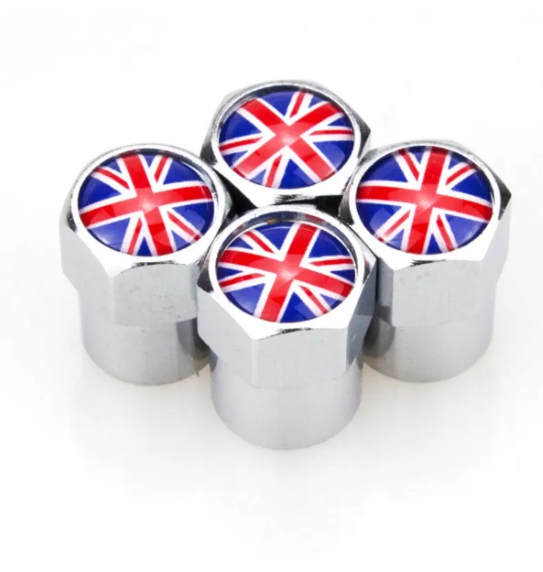 4 X Metal Wheel Tire Valve Caps Covers UK Flag Logo Car Decoration Accessories for MINI Cooper Coupe Cabrio One MINI Series