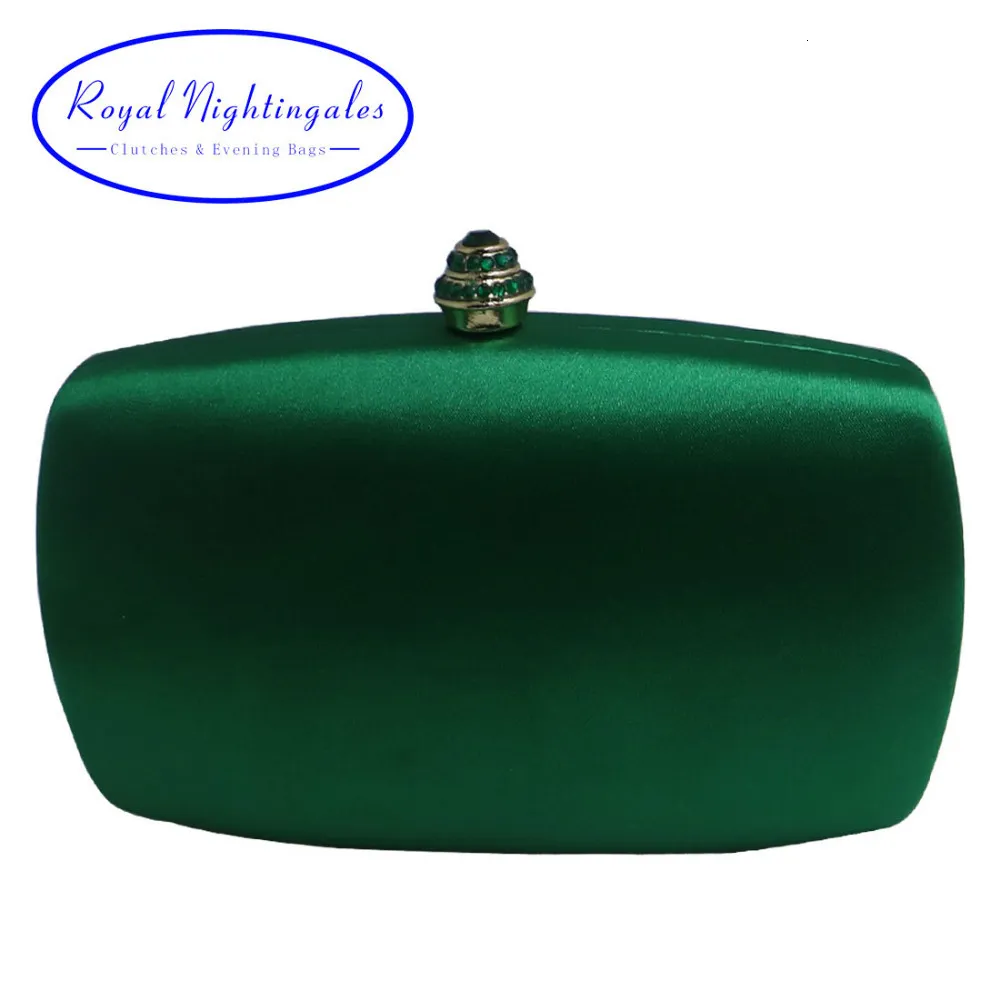 Evening Bags Elegant Hard Box Clutch Silk Satin Dark Green for Matching Shoes and Womens Wedding Prom Party 230918