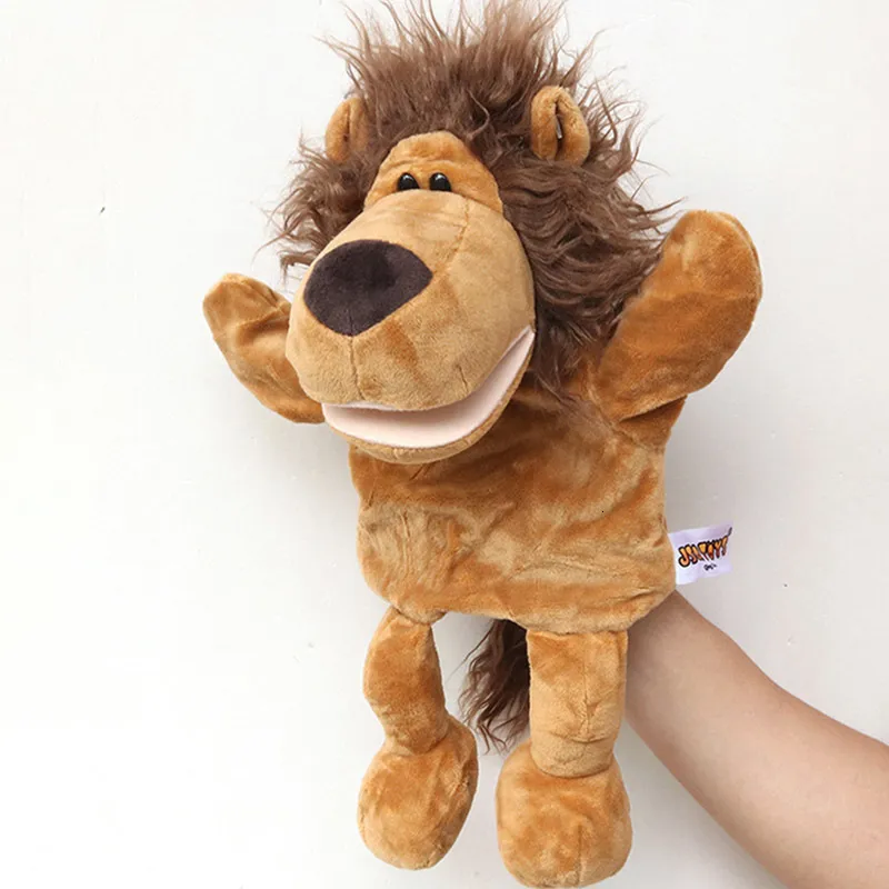 Puppets 30CM cartoon animal hand puppet lion infant finger plush toy child parent-child storytelling props for baby gifts 230919