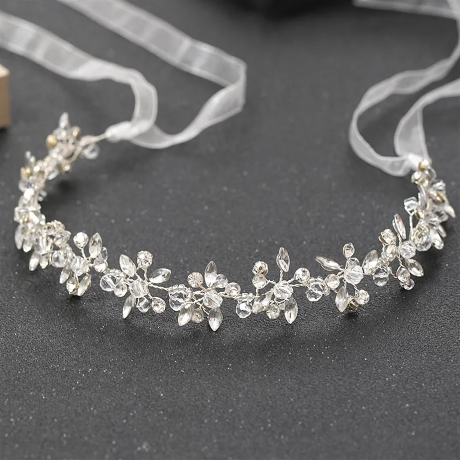 Silber Farbe Stirnbänder Für Frauen Braut Kopfschmuck Handgemachte Kristall Strass Tiaras Haarbänder Hochzeit Haar Zubehör Königin Head2038