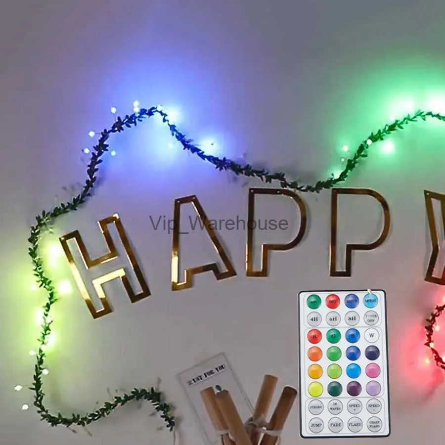 LED Strings Party RGB Changeable Firecracker Fairy String Lights With Ivy Plant Rattan Christmas Garland Light with Remote For Wedding Party Decor HKD230919