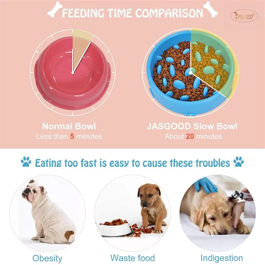 Dog Slow Feeder Bowl Anti-Gulping Pet Slower Feeding Dishes Durable Preventing Choking Healthy Design Dogs305o