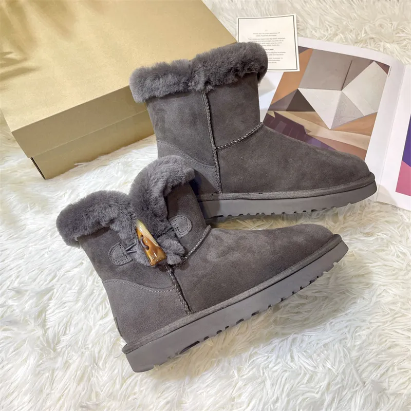 Grossist Australien designer stövlar för kvinnor snö boot lyxiga mocka kvinnors tofflor mode ultra mini plattform stövlar vinter ull damer varm päls ankel bootes