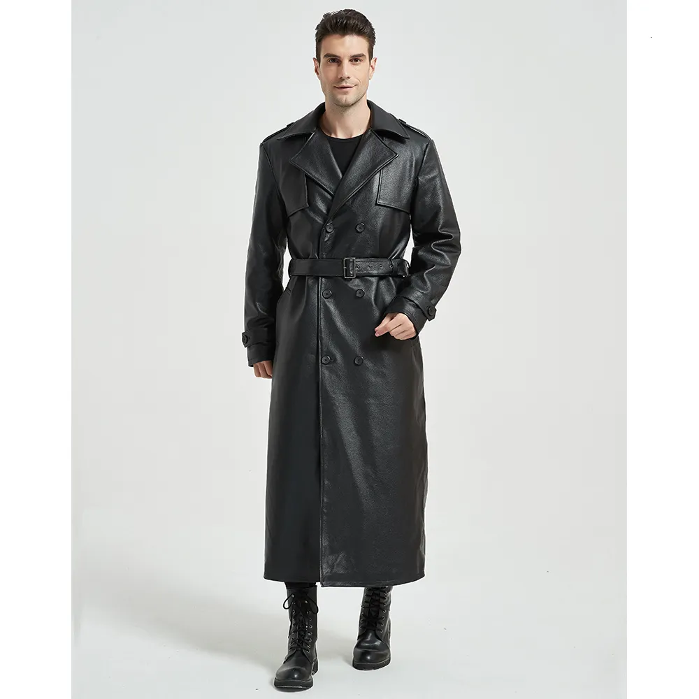 Mens leather trench coat with cheap hood